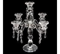 5 Arm Crystal Candle Holder Modern Clear Candlestick Holders Vintage Candelabra Centerpieces for Tables Candle Centerpieces for Home Wedding Centerpieces Dinner Party Formal Event Table Decoration