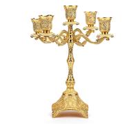5 Arm Metal Candelabra Candlestick Holders, 12.2 Inch Tall Candlestick Holders, Metal Candelabra Candle Holder, Retro Candlestick Table Centerpieces for Party, Home, Wedding