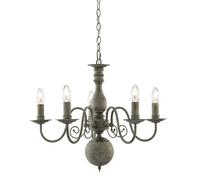 5 Arm Textured Grey Steel Ceiling Pendant