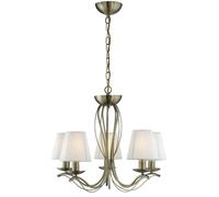 Andretti 5 Light Multi Arm Ceiling Pendant Antique Brass with Shades, E14 - Antique Brass