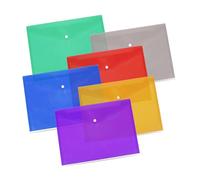 5 Assorted Color A4 Popper Wallets - Clear Plastic Paper Wallets for Document Storage and Office Organization Supplies - Lightweight Transparent Folders with Snap Closure (A5,Pack of 10)