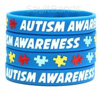 5 Autism Awareness Wristband - Silicone Bracelet with Puzzle Pieces, One Size, Silicone