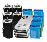 5 Axis CNC Controller Kit with 5 Pieces Nema 23 Closed Loop Stepper Motor 3 Nm 3A 1000 Line Encoder Nema23 57 mm Stepper Motor & 24-80 V DC Motor Driver, 2 Pieces 350 W 24 V Power Supply for Engraving