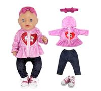5 Baby Doll Clothes for 14-18 Inch Doll, Cute Pony Doll Outfits Accessories Includes Hoodie Jeans Socks Hairband Hange for 35-45 cm Doll, Dolls Clothes Gift for Kids Friends Girls Birthday