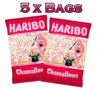 5 BAGS x HARIBO MINI MARSHMALLOWS 1KG BAG SWEETS PACKS (WHITE & PINK MALLOWS)