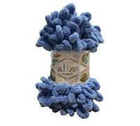 5 Balls/Skeins Alize Puffy Baby Big Loop Blanket Yarn 100% Micropolyester Soft Wool Each Ball 100g 9m - 374 Blue