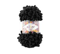 5 Balls/Skeins Alize Puffy Fine Baby Small Loop Blanket Yarn 100% Micropolyester Soft Wool Each Ball 100g 14.5m - 1060 Black
