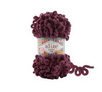 5 Balls/Skeins Alize Puffy Fine Baby Small Loop Blanket Yarn 100% Micropolyester Soft Wool Each Ball 100g 14.5m -956 Burgundy