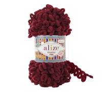 5 Balls/Skeins Alize Puffy Fine Baby Small Loop Blanket Yarn 100% Micropolyester Soft Wool Each Ball 100g 14.5m - 107 Cherry