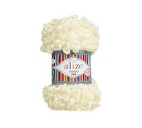 5 Balls/Skeins Alize Puffy Fine Baby Small Loop Blanket Yarn 100% Micropolyester Soft Wool Each Ball 100g 14.5m - 62 Cream