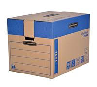 5 BANKERS BOX Large Strong Moving Boxes, 127L FastFold Moving Boxes, SmoothMove Cardboard Boxes, Heavy Duty Double Wall Boxes for Moving House with Handles, 45.5 x 60.5 x 45.5 cm (Pack of 5), Brown