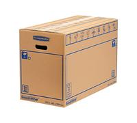 5 BANKERS BOX EXTRA LARGE Strong Moving Boxes, 100L SmoothMove Cardboard Packing Moving Boxes, Heavy Duty Double Wall Boxes for Moving House with Handles, 70cm x 44cm x 33cm (Pack of 5), Brown