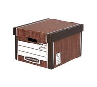 5 Bankers Box Premium Archive Office Storage Lid & Handles Stackable Woodgrain