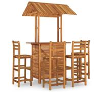 (5/bar chairs with backrest) vidaXL Solid Wood Acacia Garden Bar Set Table Bar Stool Multi Models 3/5 Piece