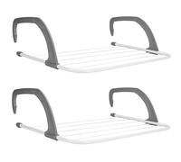 5 Bar Radiator Airer White - Over Radiator Clothes Drying Rack with Adjustable Arms - Foldable Indoor Laundry Dryer & Towel Rack - Compact Space-Saving Airer for Radiators, Doors & Bathtubs (2)