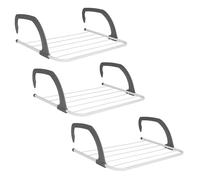 5 Bar Radiator Folding Clothes Airer Rack, Foldable Drying Indoor & Outdoor Rack With Adjustable Arms Waterproof Install On Any Radiator, Balcony Laundry Airer, Space Saving Towel Rack, (Pack Of 3)