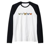 5 Beautiful Butterflies Bugs Insect Art Watercolor Style Mum Raglan Baseball Tee