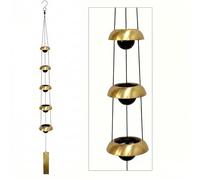 5 Bells Feng Shui Wind Chimes, 38 Inch Bell Wind Chimes Outdoor, Copper/Brass Wind Chimes for Garden, Meditation, Healing, Home Decor, Gift (Brass)