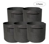 (5, Black - 1 Gallon/3.8 Litre) Youngshion Heavy Duty 300G Non-woven Grow Bag