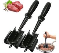 5-Blade Ground Beef Masher,Premium Nylon Meat Chopper for Cooking,Heat Resistant Mince Masher Tool,Non-Stick Safe Multi-Purpose Kitchen Utensil for Mincing,Crushing & Mixing Food(2, Black)