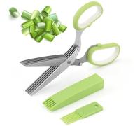 5 Blade Kitchen Salad Scissors Stainless Steel with Cover, Herb Scissors Upgrated Grinding Kitchen Shears for Chopping Cilantro Vegetable Scallion Parsley Salad Green
