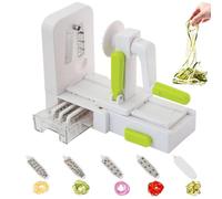 5 Blades Vegetable Spiralizer Slicer, Handheld Foldable Vegetable Spiral Slicer with Suction Pad and Blade Caddy, Zucchini Noodle & Veggie Pasta & Spaghetti Maker for Low Carb Gluten Free Meals