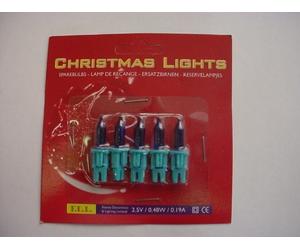 5 Blue Push in Spare Fairy Bulbs with Pale Blue Base 2.5v 0.48w 0.19a (S95)