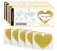 5 Boarding Pass Scratch Cards and 5 Envelopes, Travel-Themed Fun Cards, Party Game Interactive Props, Surprise Gift Ideas.