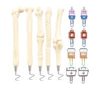 5 Bone Modeling Pens and 8 Paper Clips, Creative Modeling Pens, Novel and Funny Stationery, Cute Ballpoint Pens