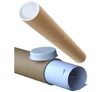 5 Brown 1.5mm Cardboard Postal Mailing Tubes INCLUDING Plastic End Caps - Long A/2 Size 460mm x 50mm 2" Diamater x 18" Length Packaging Packing Shipping Postage Poster Document Mailer Rolls