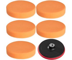 5 Buff Sponges + Rotation Plate Grip Pad 150 mm for Car Polisher Sander Machine