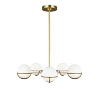 Elegant 5-Bulb Chandelier Pendant Light In Burnished Brass With Led G9 Bulbs