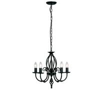 Elegant 5 Bulb Black Led Chandelier With Artisan Knot Twist Design