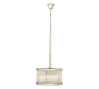 5 Bulb Drum Pendant Light, Chrome Frame with Fluted Glass Panels, Chic Art Deco Ceiling Light Fixture Interiors by Premier Silver One Size