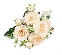 5 Bunches Artificial Peony Silk Flowers 32cm Realistic Fake Peonies for Wedding Party Home Decoration Bridal Bouquet DIY Floral Arrangements White Pink Yellow Blue Green(Light pink)