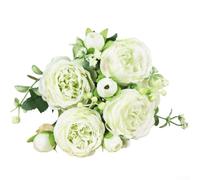 5 Bunches Artificial Peony Silk Flowers 32cm Realistic Fake Peonies for Wedding Party Home Decoration Bridal Bouquet DIY Floral Arrangements White Pink Yellow Blue Green(Green)