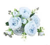 5 Bunches Artificial Peony Silk Flowers 32cm Realistic Fake Peonies for Wedding Party Home Decoration Bridal Bouquet DIY Floral Arrangements White Pink Yellow Blue Green(Blue)