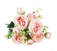 5 Bunches Artificial Peony Silk Flowers 32cm Realistic Fake Peonies for Wedding Party Home Decoration Bridal Bouquet DIY Floral Arrangements White Pink Yellow Blue Green(Pink)