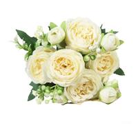 5 Bunches Artificial Peony Silk Flowers 32cm Realistic Fake Peonies for Wedding Party Home Decoration Bridal Bouquet DIY Floral Arrangements White Pink Yellow Blue Green(Yellow)