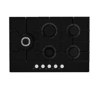 Statesman GH175GB 5 Burner Gas Hob Cooktop, Front Dial Control, Automatic Ignition, 5 Burners: 1 Wok, 1 Rapid, 2 Semi-Rapid and 1 Simmer, 75 cm, Front Dial Control, Automatic Ignition, Black