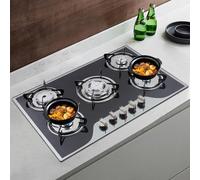 5 Burner Gas Hob, Hob, Plate With 5 Burners, 30" Gas Stove Top 5 Burners Stainless Steel Dual Fuel LPG/NG Integrated