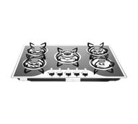5 Burner Gas Stove Gas Cooker Built In Stove NG/LPG Convertible Cooktop Coated Glass Kitchen Stoves Cooker Cast Iron Hob Burner Cooker for Domestic or Commercial Kitchens