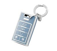 5 Buttons Car Key Case Cover Shell Fob Keychain For Cadillac CTS ATS 28T CTSV XTS DTS SLS SRX XLS STS For Escalade JHVVBFWF(Blue silver sets)