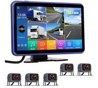 [5 Cameras] CAMECHO Reversing Camera Kit 10.1 inch IPS Monitor with BSD & 5 Waterproof Rear View Cameras with IP68, Support Split View/Loop Recording for Caravan/Bus/Trailer/Truck