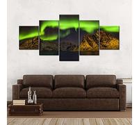 5 Canvas Paintings 5 Pieces Posters Aurora Landscape At Night Wall Art Picture Home Decoration Canva Print Painting Printed On Canvas/With Frame 100 X 50 Cm For Living Room Hotel Restaur-6566784514