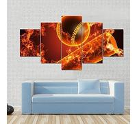 5 Canvas Paintings 5 Pieces Posters Baseball Wall Art Picture Home Decoration Canva Print Painting Printed On Canvas/Without Frame 100 X 50 Cm For Living Room Hotel Restaurant Office Pos-5055603317