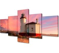 5 Canvas Paintings 5 Pieces Posters Beach Building Lighthouse Landscape Wall Art Picture Home Decoration Canva Print Painting Printed On Canvas/Without Frame 150 X 100 Cm For Living Room-9735323227