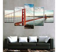 5 Canvas Paintings 5 Pieces Posters City Bridge Building Landscape Wall Art Picture Home Decoration Canva Print Painting Printed On Canvas/Without Frame 100 X 50 Cm For Living Room Hotel-4065433995