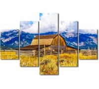 5 Canvas Paintings 5 Pieces Posters Mountain House Landscape Wall Art Picture Home Decoration Canva Print Painting Printed On Canvas/Without Frame 150 X 100 Cm For Living Room Hotel Rest-1666939887