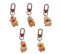 5 Capybara Keychains, Cute Cartoon Animals, Creative and Personalized Resin Bag Hanging Decorations, Convenient Small Gifts, Key Accessories.